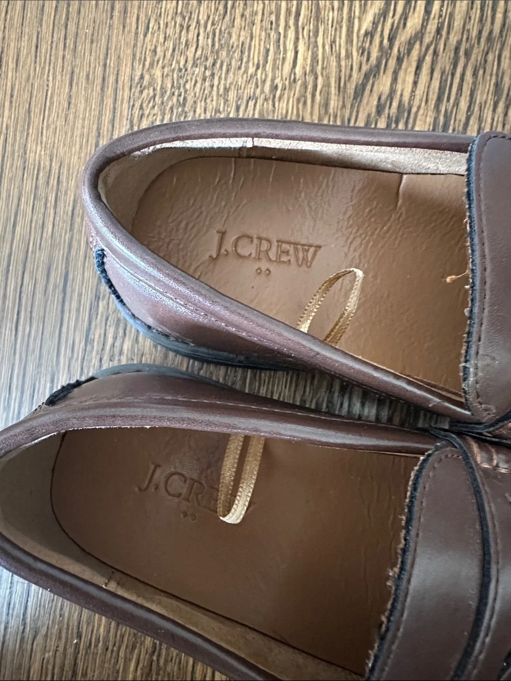 J.Crew Boys Brown Leather Penny Loafers Size 11